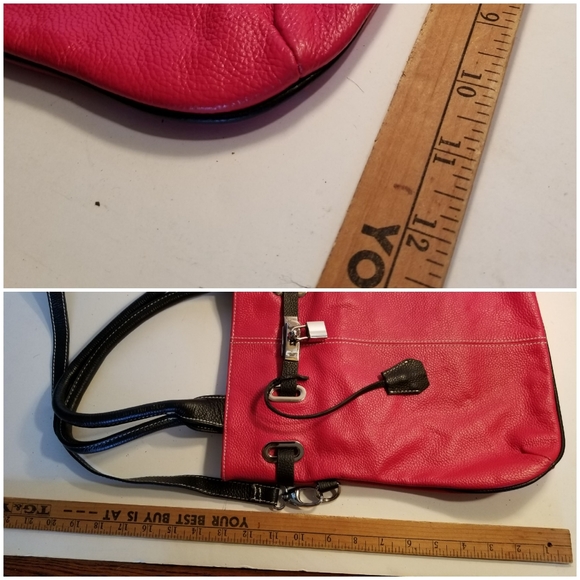 CAVALIERI red NWOT shopper SHOULDER BAG pebble leather - Picture 6 of 7